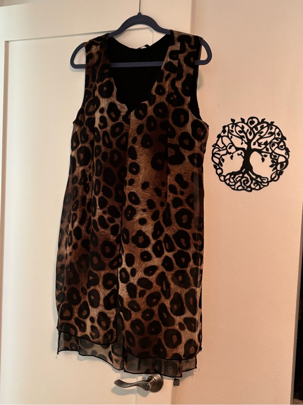 Sleeveless Leopard Print Tunic Top - Brown/Black